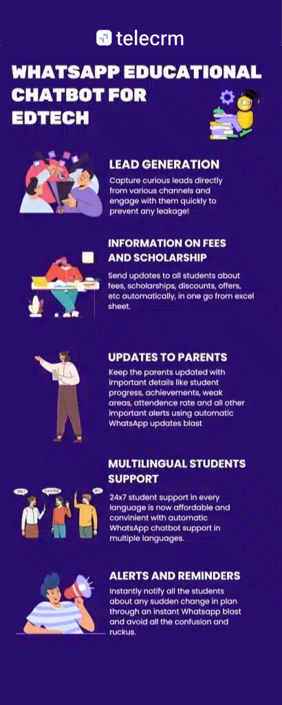 WhatsApp Chatbot for EdTech: Benefits, Use Cases & Tools 1 WhatsApp chatbot for edtech infographic
