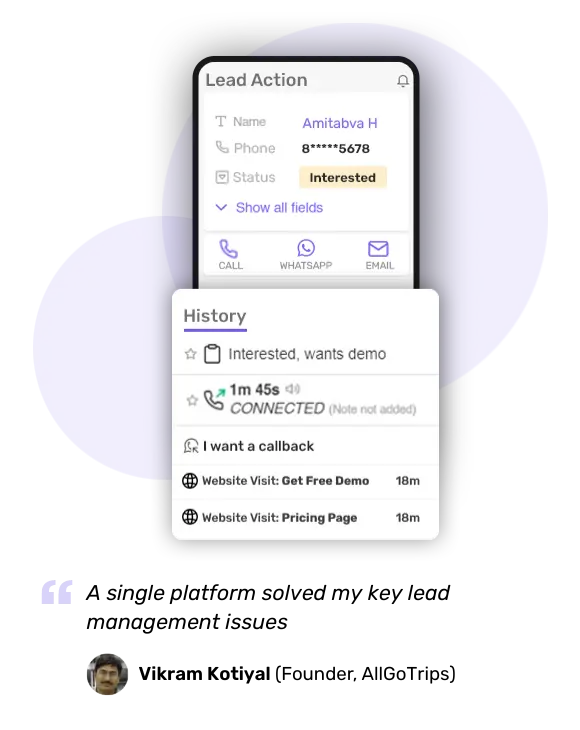 5 Best Financial Advisor CRM in India for 2025 4 lead action