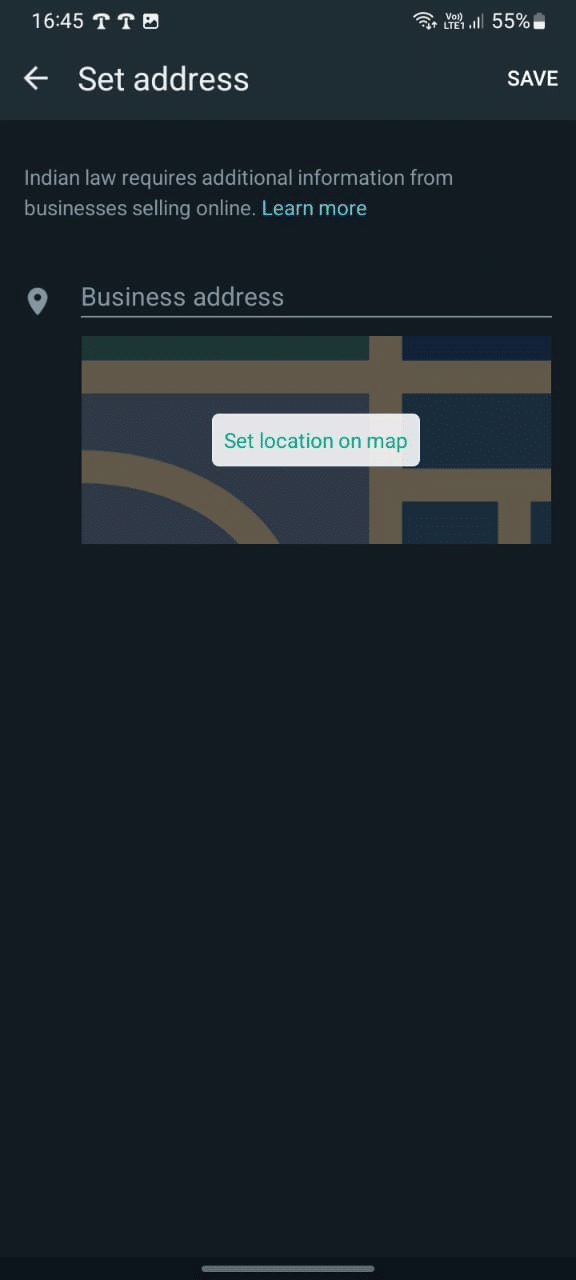 How to Change WhatsApp to Business Account 9 Set your address in WhatsApp Business App in the profile setup section