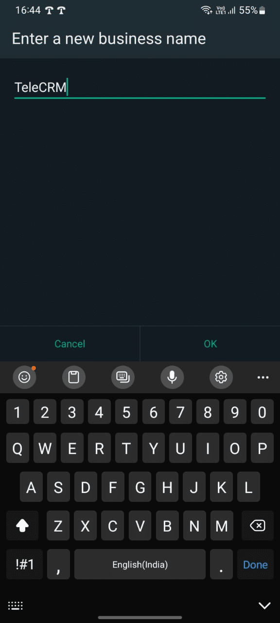 How to Change WhatsApp to Business Account 5 Enter you Business Name in Business Profile setup in WhatsApp Business APp