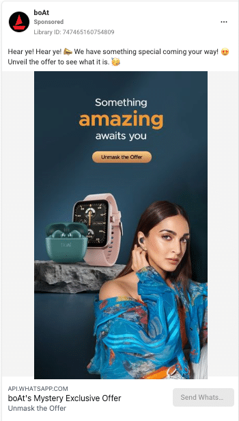 Click to WhatsApp Ads of Boat.