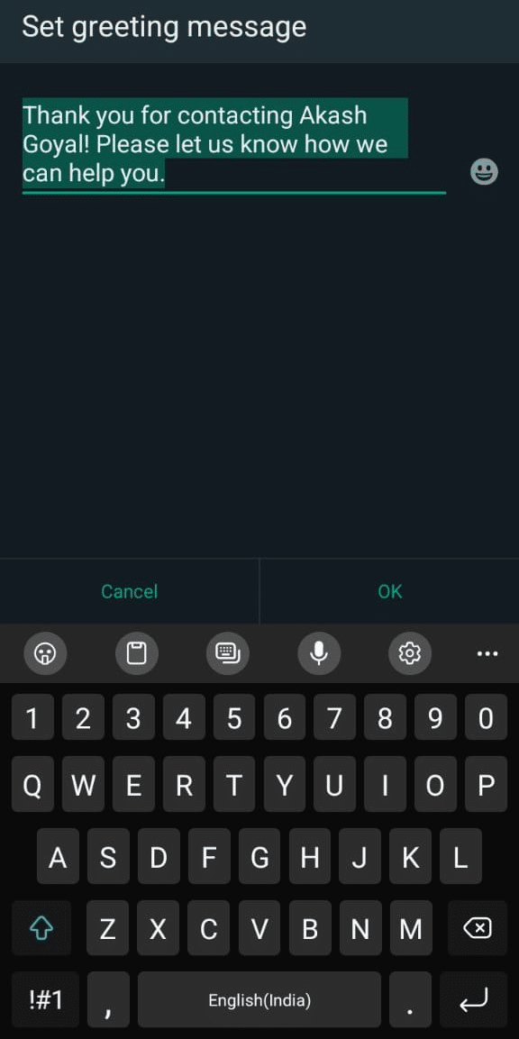 How to Setup WhatsApp Auto Reply Message +44 Sample Messages 4 Customize greeting message