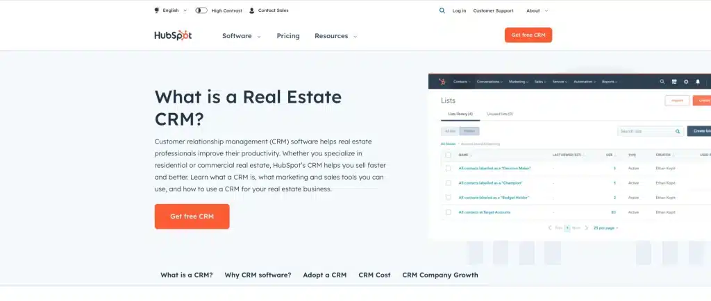 HubSpot CRM is perfect for real estate agents who want a simple way to keep track of their sales and clients