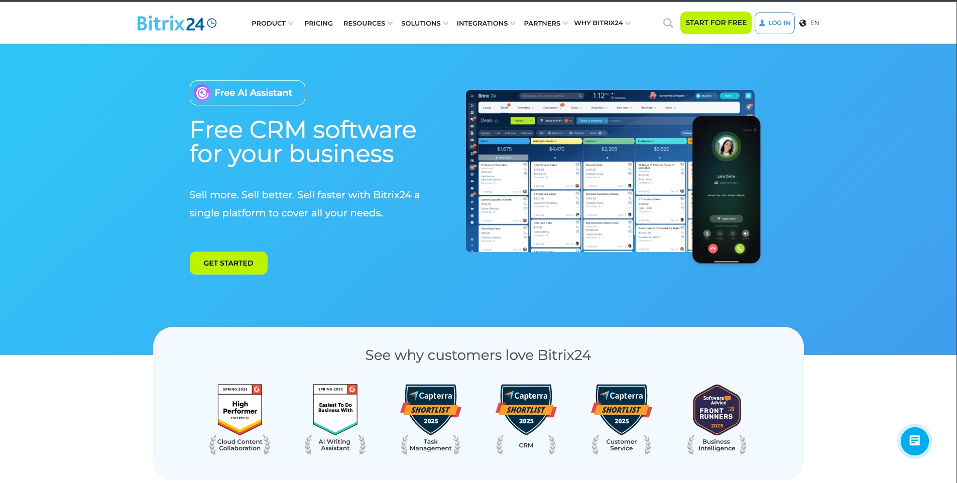 Bitrix24 homepage overview