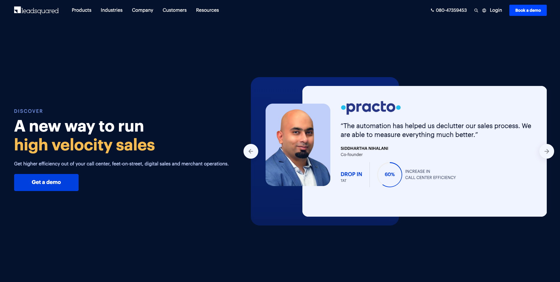 Leadsquared homepage overview