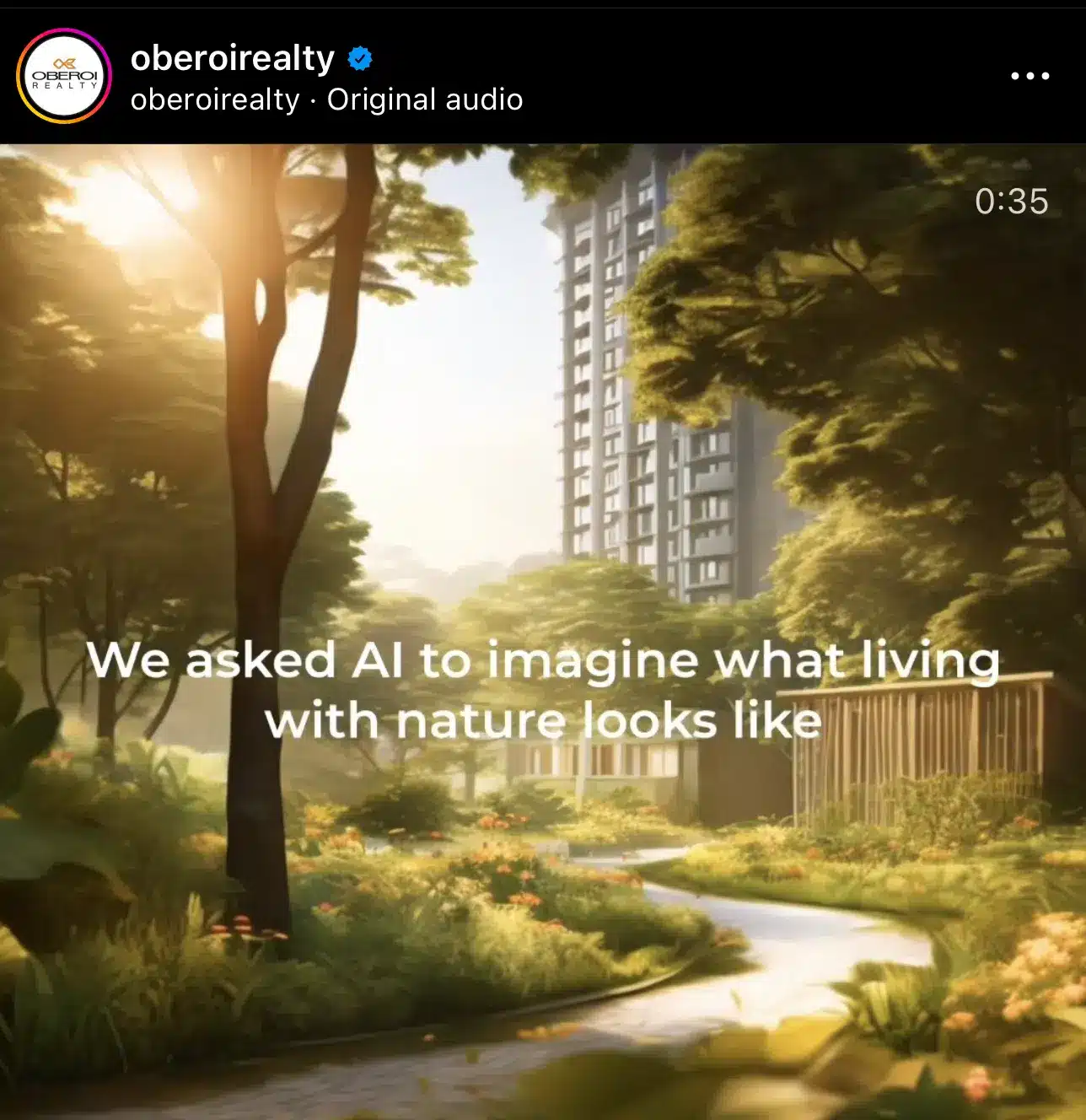oberoi realty ad on instagram - real estate instagram ad example