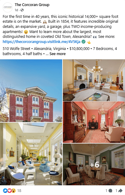real estate facebook ad example - the corcoran group facebook post