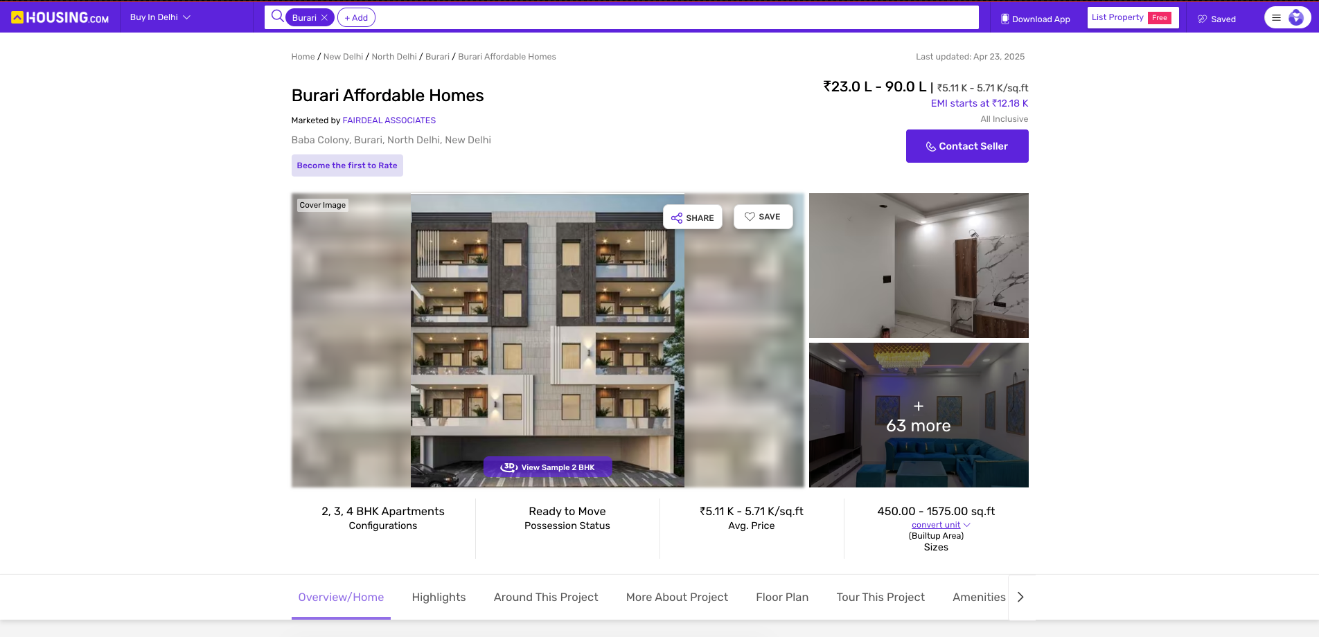 A Property lisiting on portal Housing.com to showcase how to market properties on online platforms