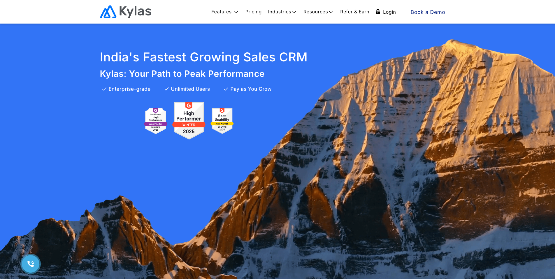 Kylas sales crm homepage overview