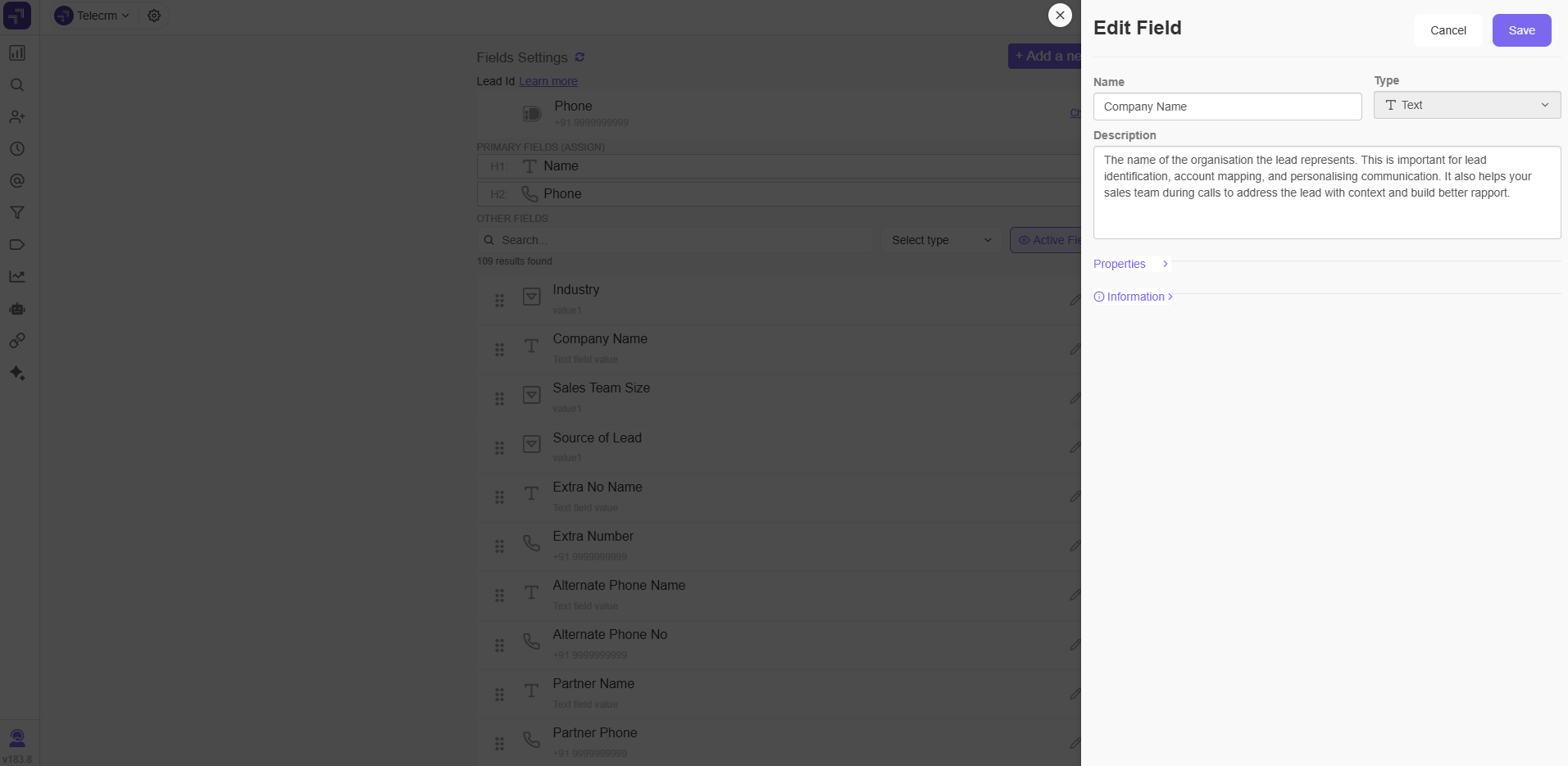 Label and configure the custom field